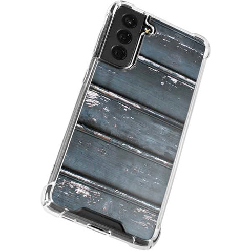 Chipped Blue Wood Galaxy S21 FE Clear Case